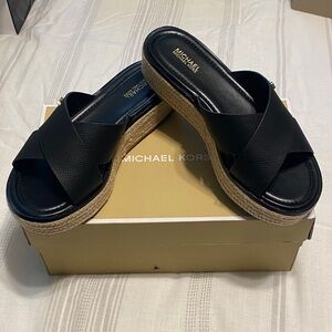 Michael Kors Black Platform Slides